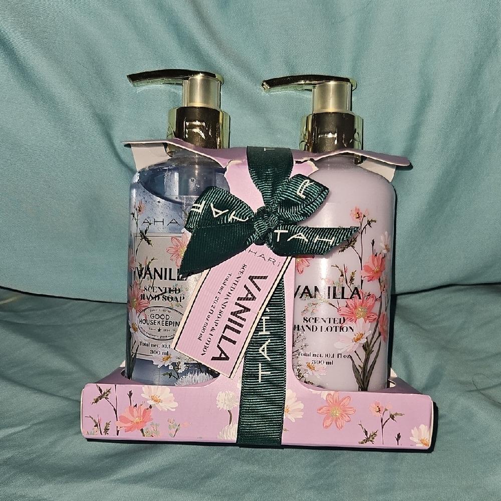Tahari Vanilla Scented Body Wash and Lotion Set - Pink and Gold